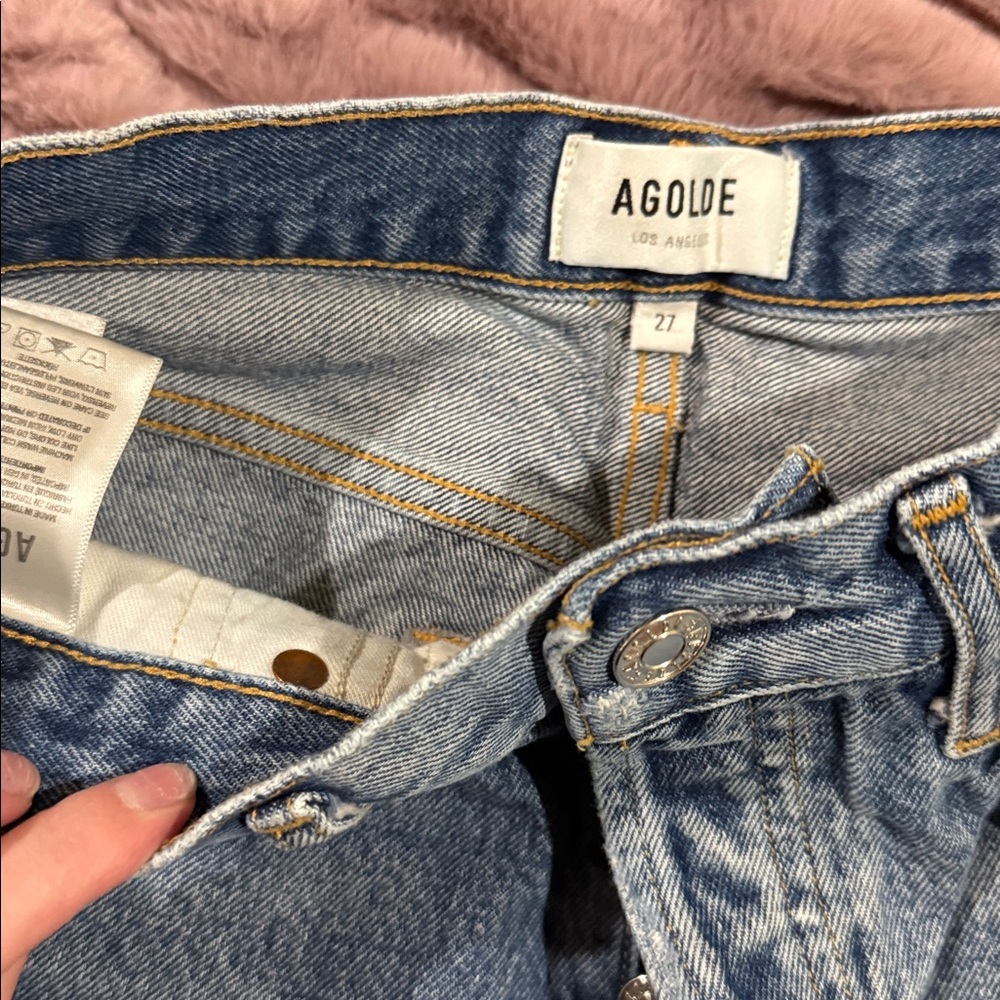 Agolde Distressed Blue Jean Shorts size 27 - Picture 2 of 7